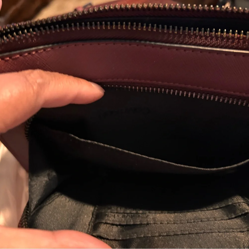 Small Neutral Tote with Brown Trim - Picture 3 of 5